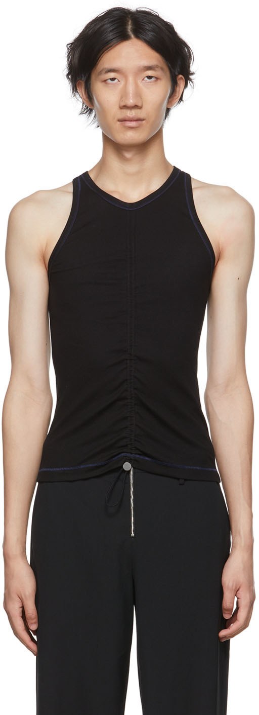トップス BEEDEN EYELET BACK PRINT TANK Black Jerry Tank Blouse - Black – RE/DONE