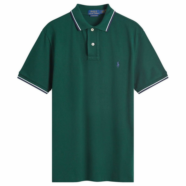Photo: Polo Ralph Lauren Men's Tipped Custom Fit Polo Shirt in Moss Agate