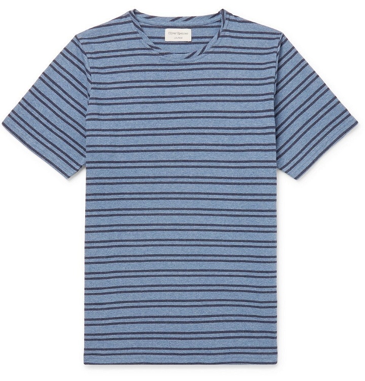 Photo: Oliver Spencer Loungewear - Dartford Striped Cotton-Jersey T-Shirt - Blue