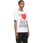 Comme des Garcons Play White and Red Multi Logo T-Shirt