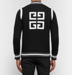 Givenchy - Slim-Fit Logo-Embroidered Waffle-Knit Virgin Wool Bomber Jacket - Men - Black