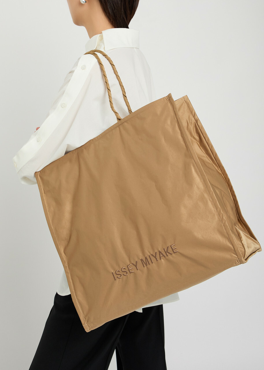 Issey Miyake Crumplable Logo-embroidered Woven Tote - Light Brown - One Size