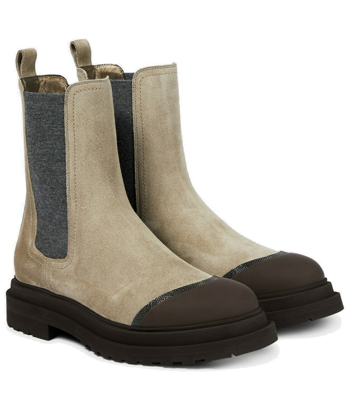 Photo: Brunello Cucinelli Embellished suede ankle boots
