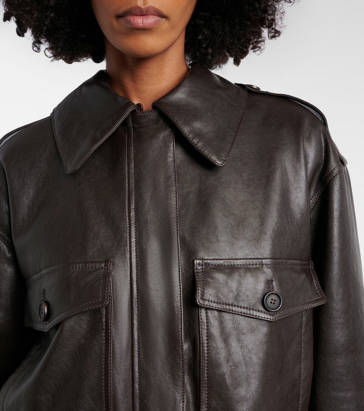 Brunello Cucinelli Shearling-trimmed leather bomber jacket