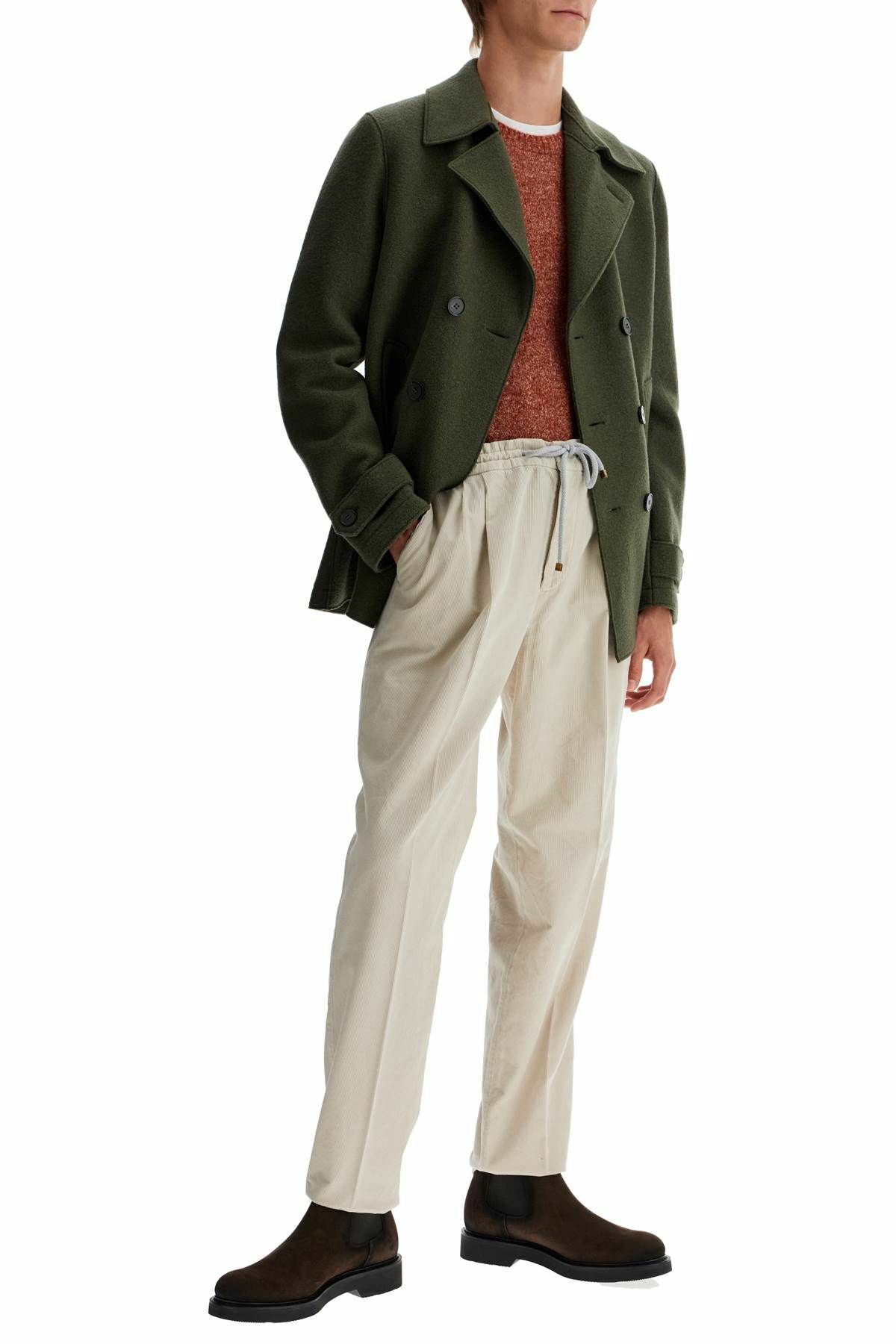 HARRIS WHARF LONDON double-breasted woolen caban Green