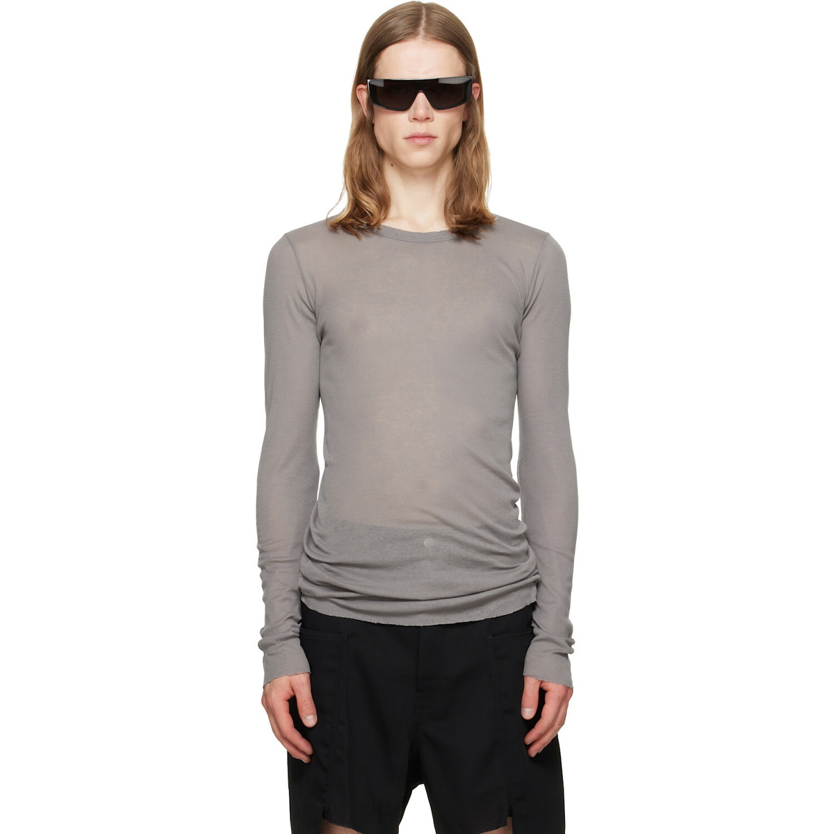 Rick Owens Gray Tower Rib LS T-shirt