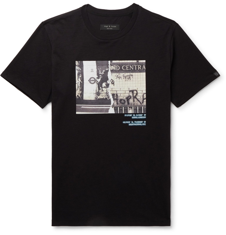 Photo: rag & bone - Printed Cotton-Jersey T-Shirt - Black