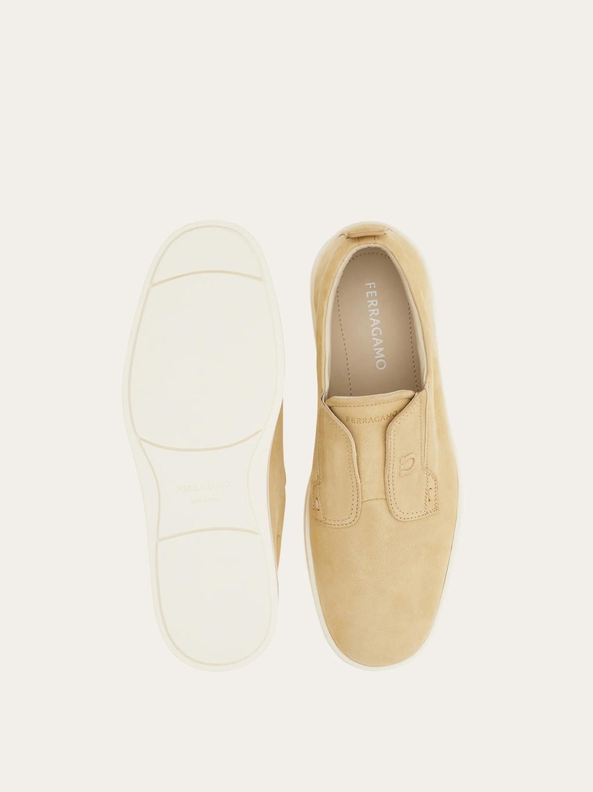 Ferragamo Mens Derby slip-on in Beige
