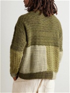 Karu Research - Throwing Fits Patchwork Knitted Half-Zip Sweater - Green