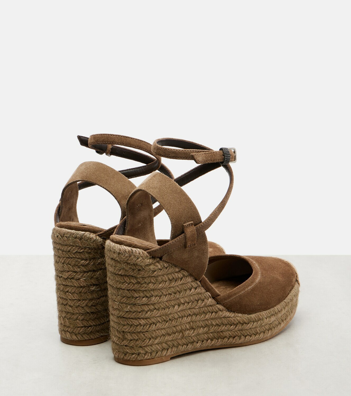 Brunello Cucinelli Monili 80 suede espadrille wedges
