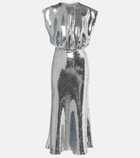 David Koma Gathered sequined midi dress