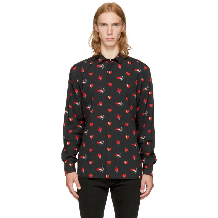 Photo: Saint Laurent Black and Red Heart Shirt 