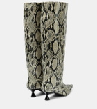 Ganni Snake-effect knee-high boots