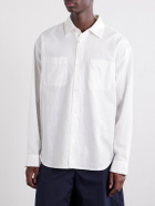 FRAME - Logo-Embroidered Cotton, Linen and Ramie-Blend Shirt - White