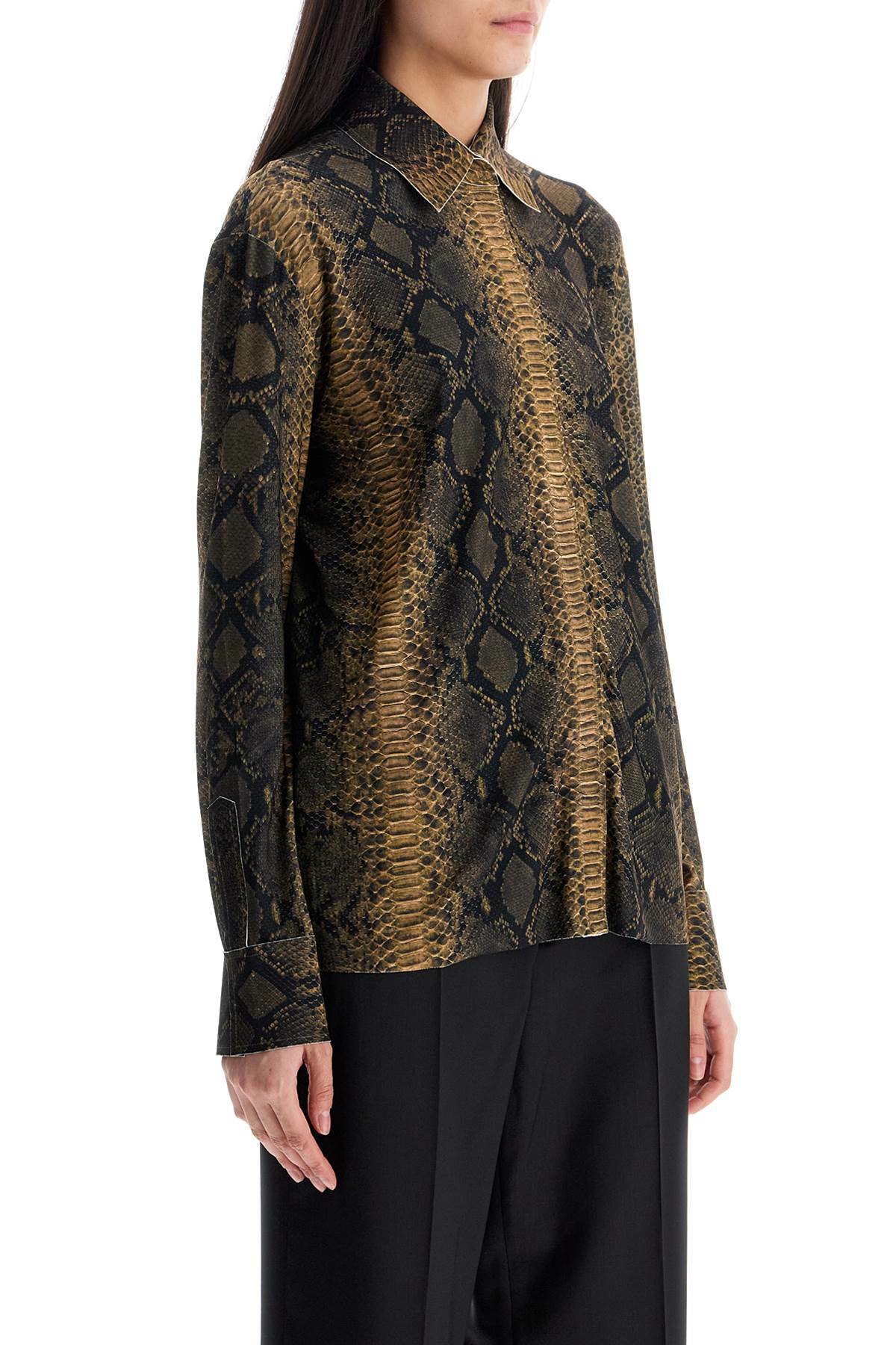 NORMA KAMALI brown python print long sleeve shirt Brown