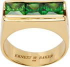 Ernest W. Baker Gold & Green Three Stone Ring