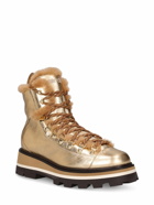 JIMMY CHOO - Metallic Leather & Fur Hiking Boots