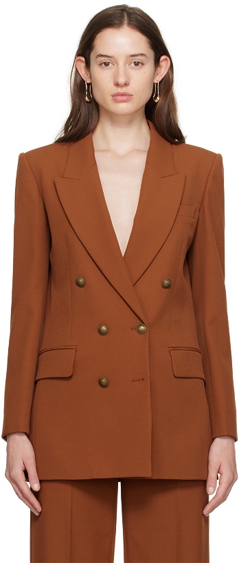 Photo: FRAME Brown Double Breasted Blazer