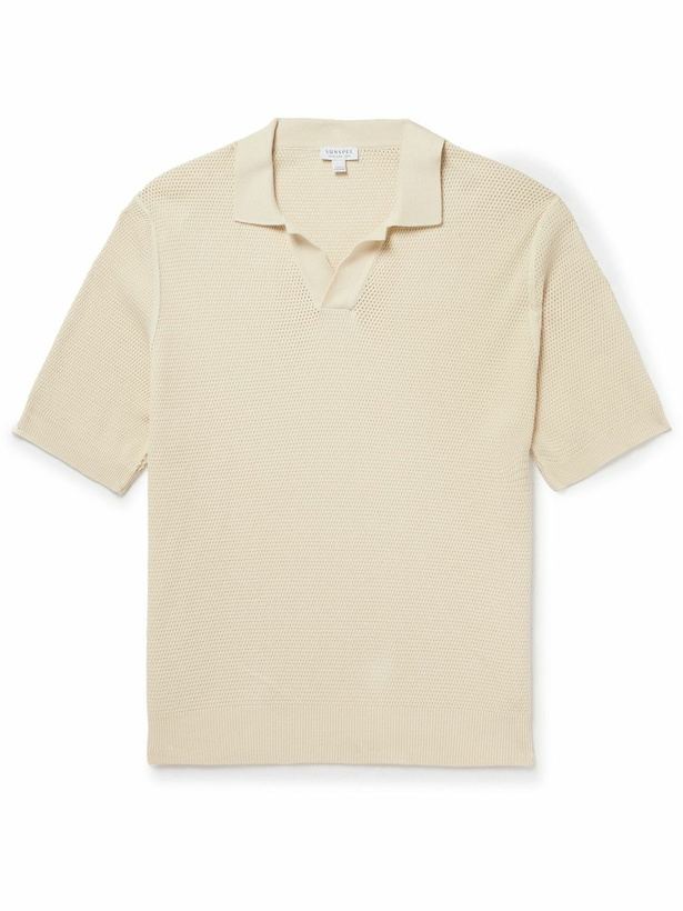 Photo: Sunspel - Cotton-Mesh Polo Shirt - Neutrals