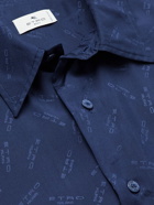 Etro - Logo-Jacquard Silk Shirt - Blue
