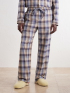 TEKLA - Auralee Checked Organic Cotton-Flannel Pyjama Trousers - Blue