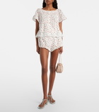 Posse Delia lace-trimmed printed cotton blouse