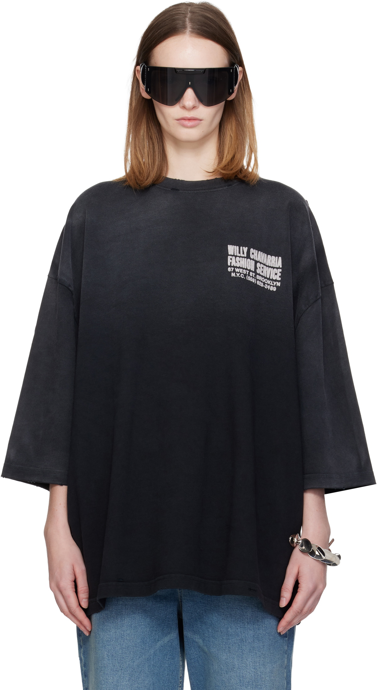 WILLY CHAVARRIA Black 'Fashion Services' Buffalo T-shirt