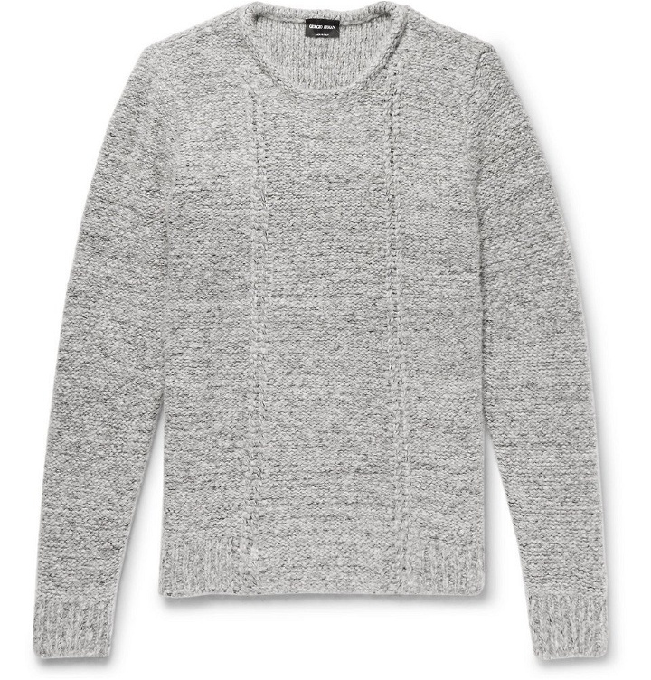 Photo: Giorgio Armani - Slim-Fit Mélange Wool-Blend Sweater - Men - Gray