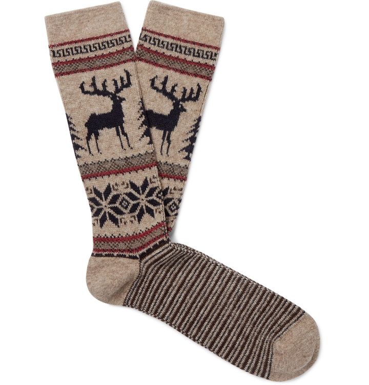 Photo: Anonymous Ism - Intarsia Stretch-Knit Socks - Neutrals