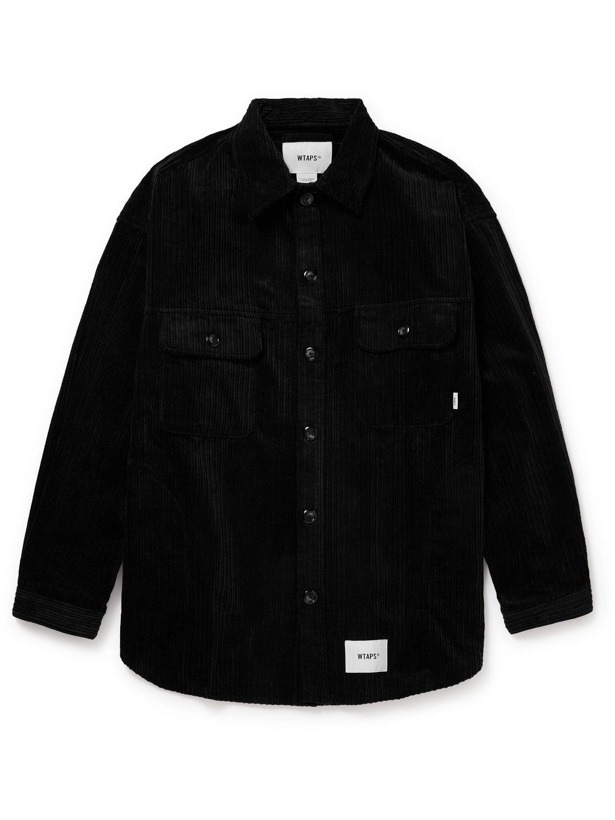 Photo: WTAPS - Oversized Logo-Appliquéd Cotton-Corduroy Shirt - Black