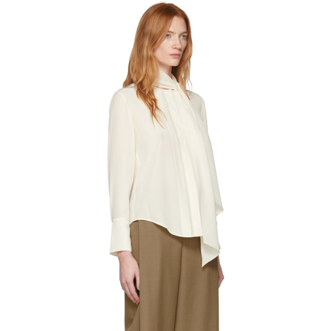 Chloe Off-White Silk Neck-Tie Blouse Chloe