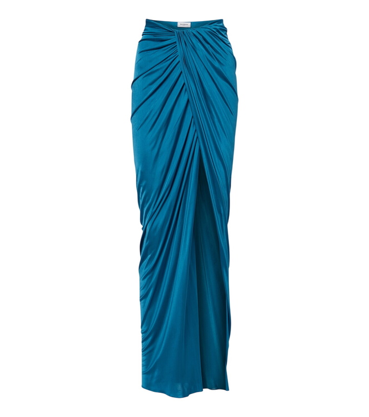 Photo: Balmain Draped satin maxi skirt