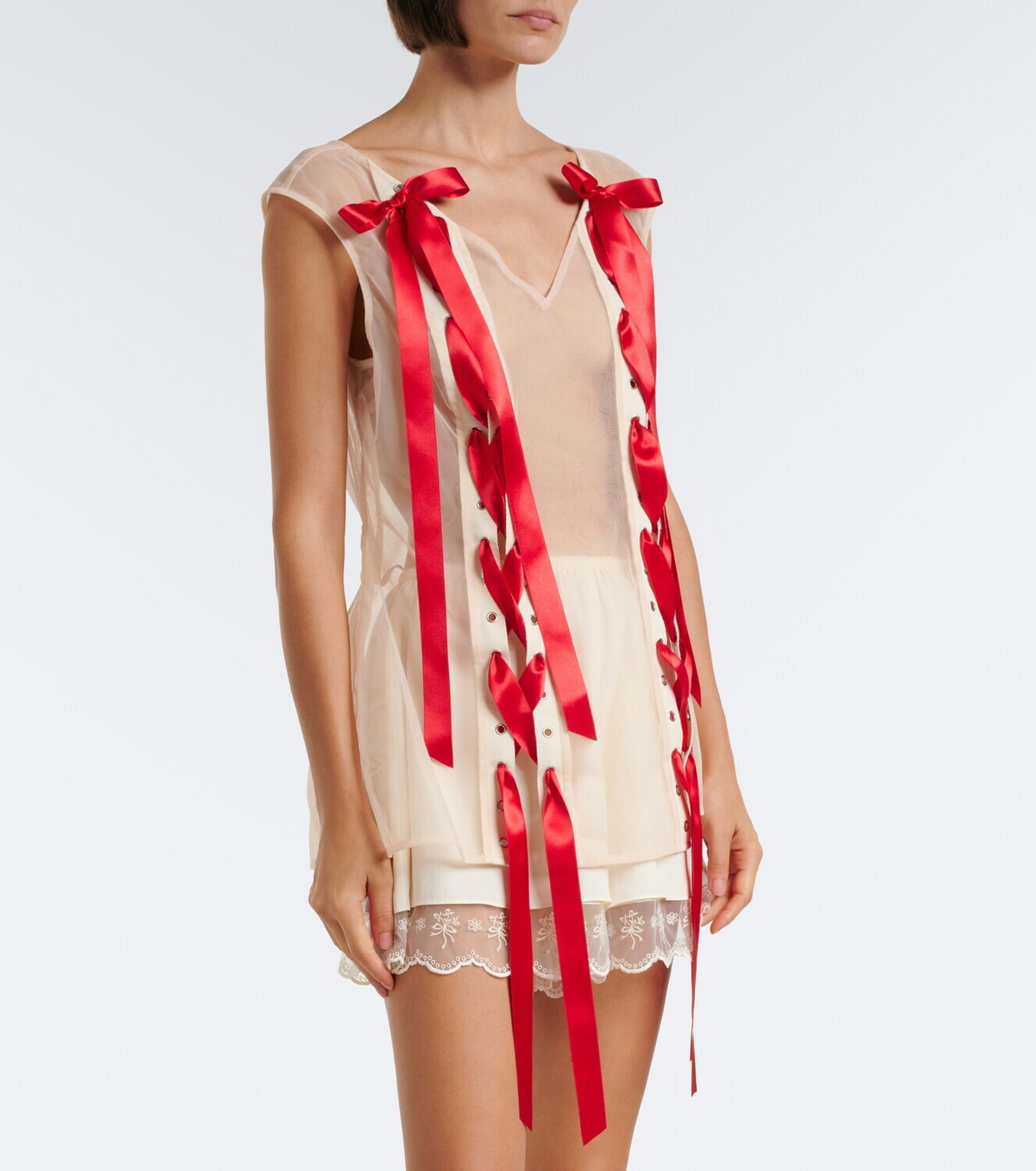 Simone Rocha Unraveling bow-detail sheer top