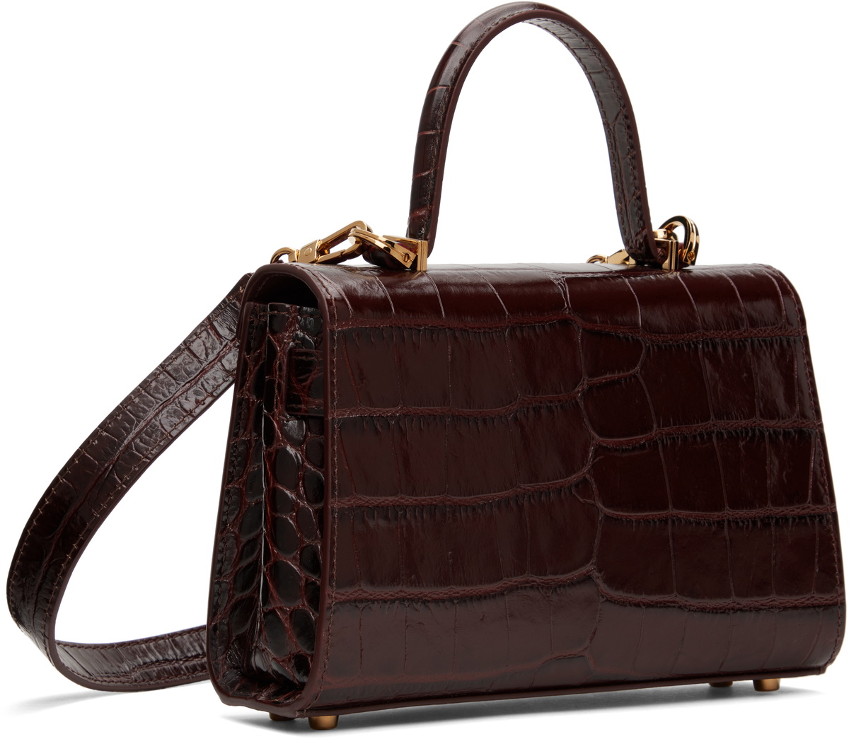 Versace Burgundy Croc-Effect Medusa '95 Small Bag Versace