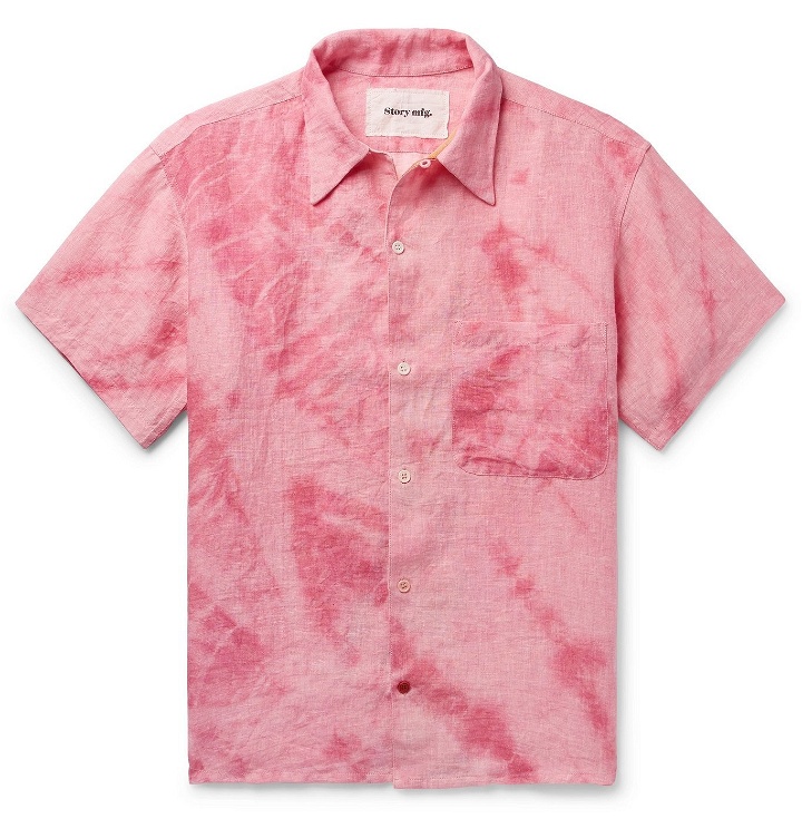 Photo: Story Mfg. - Tie-Dyed Organic Linen Shirt - Pink