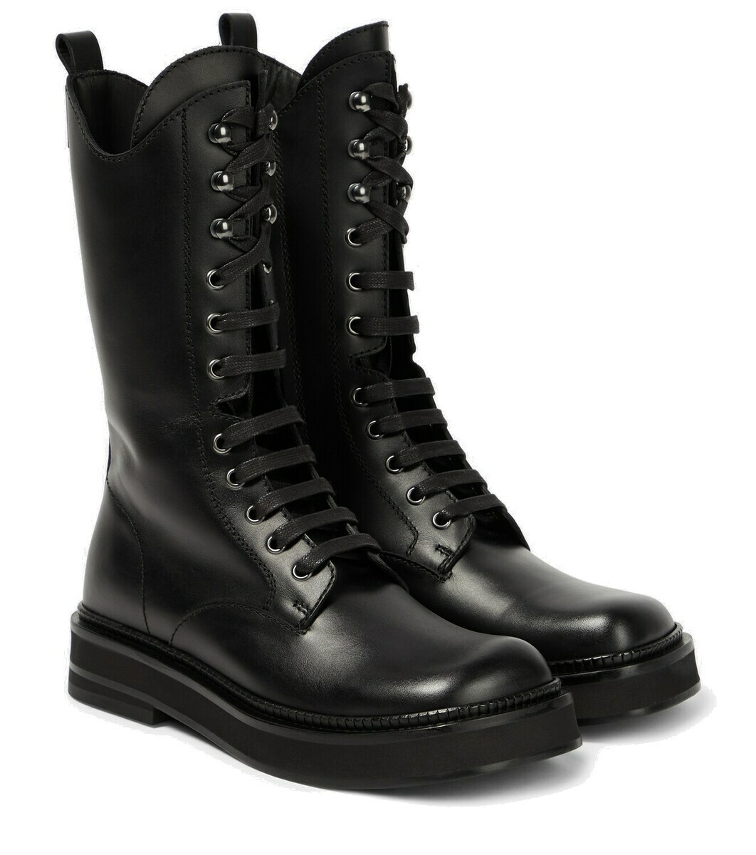 シューズ・サンダルその他 The Attico Combat Robin black leather boot THE ATTICO Robin $1250 Black Leather 30mm Combat Boots New