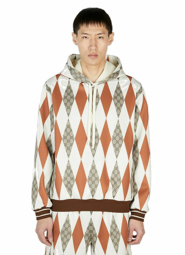 Photo: Gucci - Argyle Hooded Sweatshirt in Brown