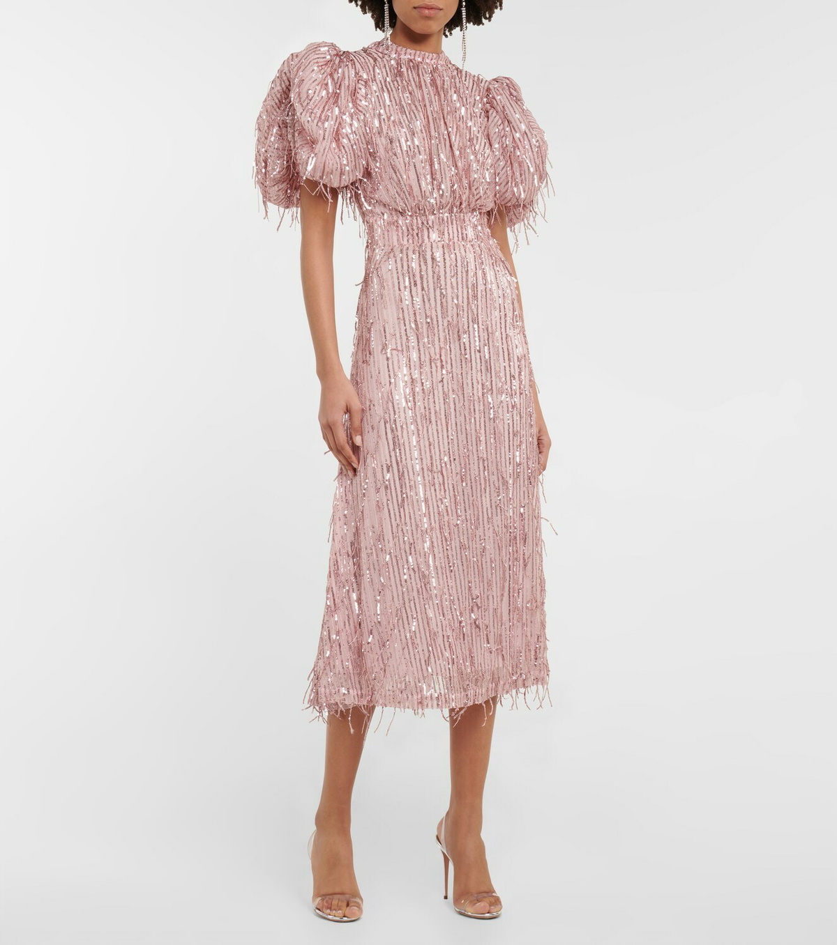 Rotate Birger Christensen Sequined puff-sleeve midi dress