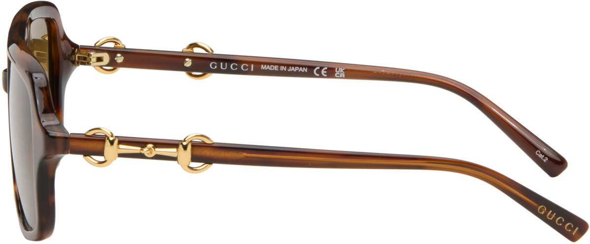 Gucci Brown Navigator Frame Sunglasses
