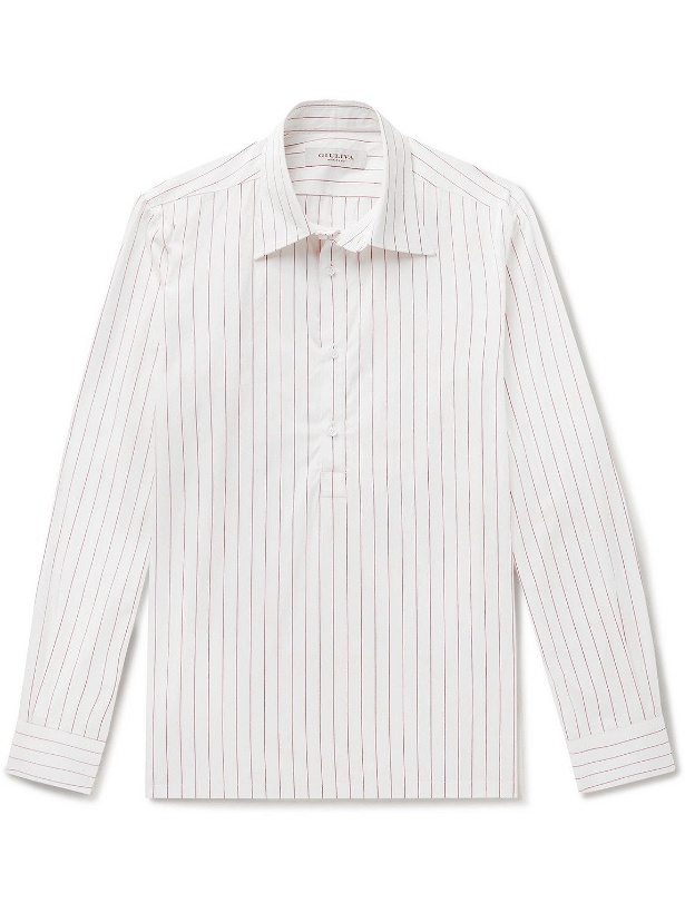 Photo: Giuliva Heritage - Taddeo Striped Cotton-Poplin Half-Placket Shirt - White