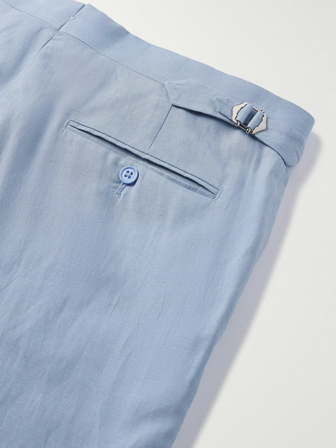 Ralph Lauren Purple label - Gregory Straight-Leg Silk and Linen-Blend Suit Trousers - Blue