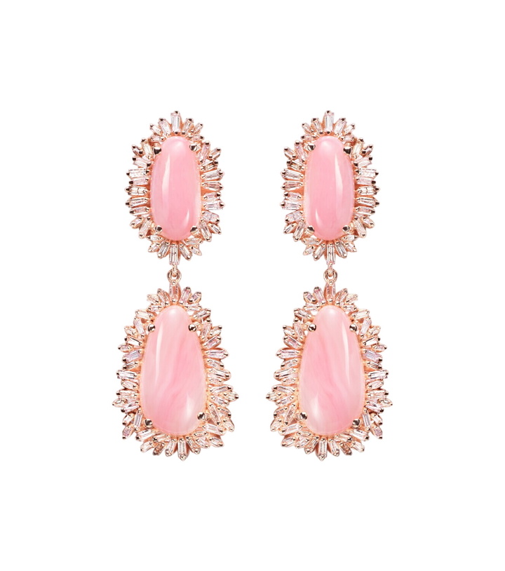 Photo: Suzanne Kalan 18kt rose gold drop earrings with opal and diamonds