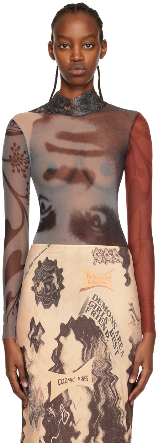 ELLISS Gray & Red Ida Bodysuit