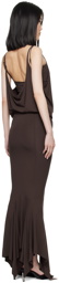 The Attico Brown Layered Midi Dress