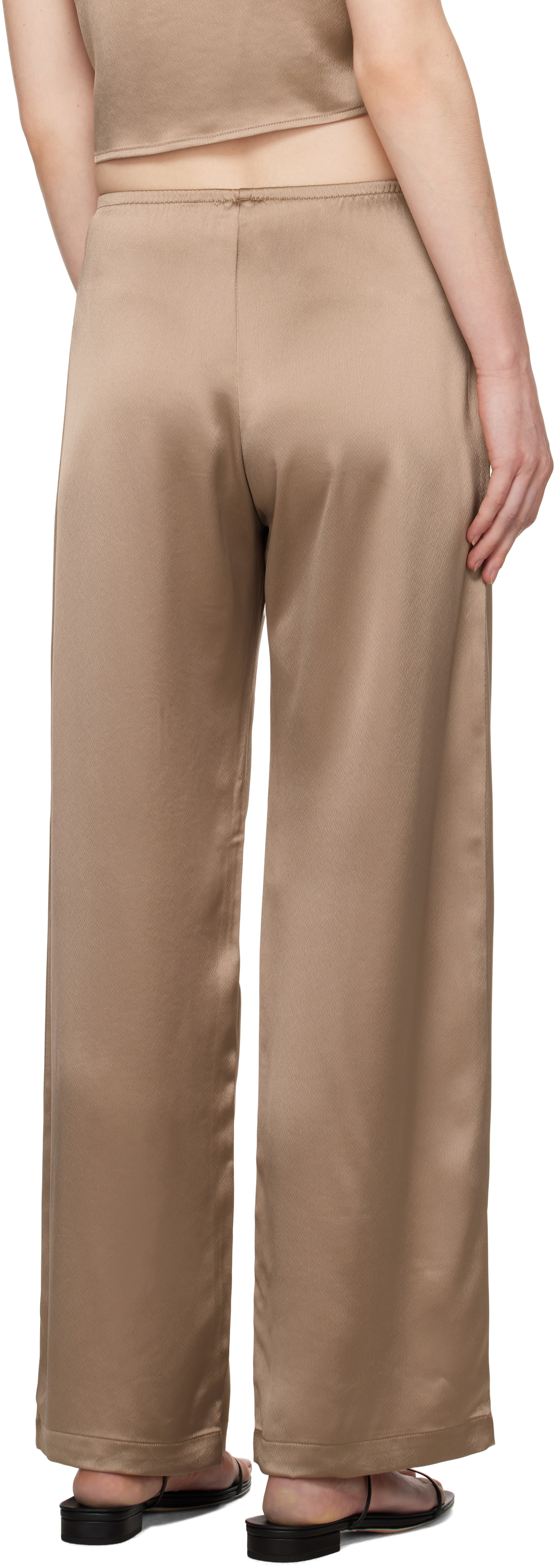 LESET Brown Barb Wide Leg Lounge Pants