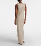 Coperni Floral-appliqué asymmetric linen maxi dress