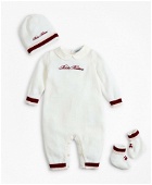 Brooks Brothers Girls Knit Wool Peter-Pan Collar Bodysuit, Hat & Booties Set - 3 Months | White