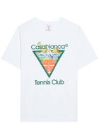Casablanca Tennis Club Printed Cotton T-shirt White