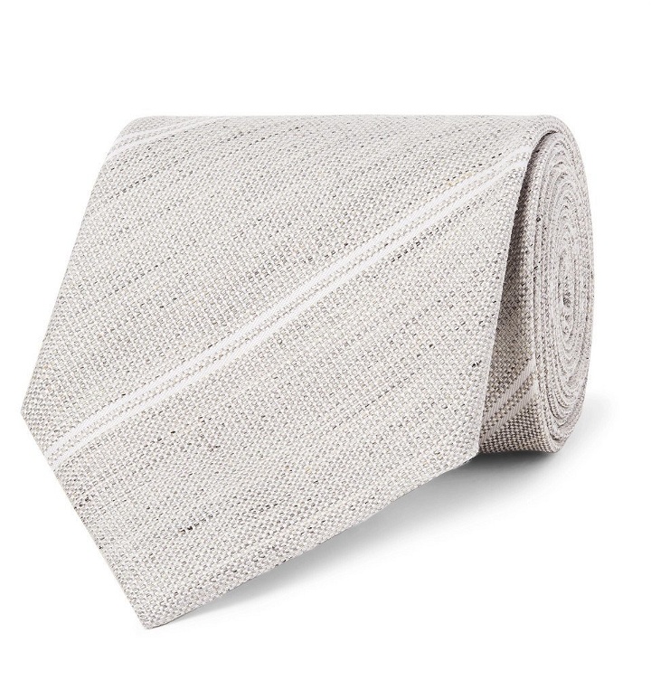 Photo: TOM FORD - 8.5cm Striped Silk and Linen-Blend Tie - Men - Gray
