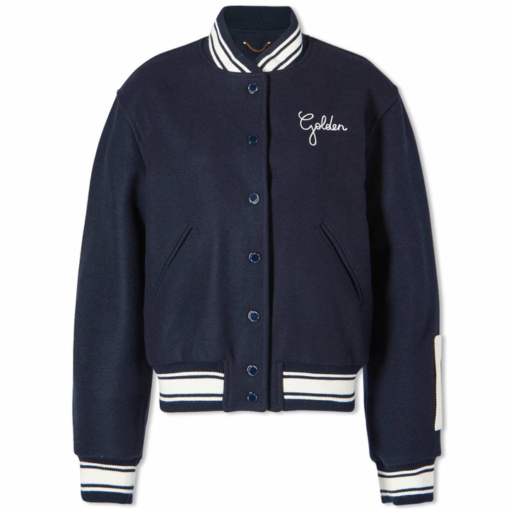 Photo: Golden Goose Women's Golden Star Bomber Jacket in Dark Blue/White